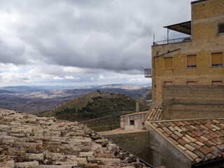 Panoramic view of Calascibetta, Sicily, Italy - 770873471