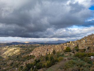 Panoramic view of Calascibetta, Sicily, Italy - 770873658