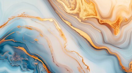 Blue and gold fluid art pattern, elegant abstract design.