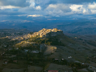 Panoramic view of Calascibetta, Sicily, Italy - 770875277