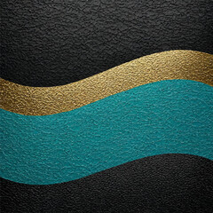 Textured background, blue, gold, and black waves.