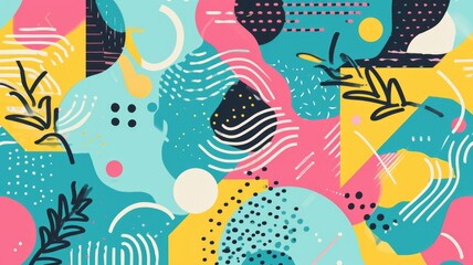 The picture of the colourful abstract shape wallpaper that has been mix with the primary colours and has become the colourful abstract various shapes that fill in every part of the wallpaper. AIGX01. - obrazy, fototapety, plakaty