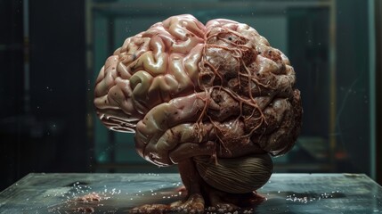 representation of a brain with Alzheimer's generative ai