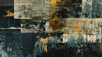 Newspaper collage background banner panorama abstract
