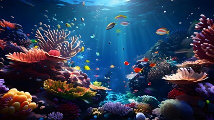 Naklejka na ściany i meble render background abstract coral reef ocean