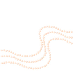 Pearl beads. Vector background with realistic  natural white pearl garlands.  Set for Celebratory Design, Wedding theme. Isolated on a white background.