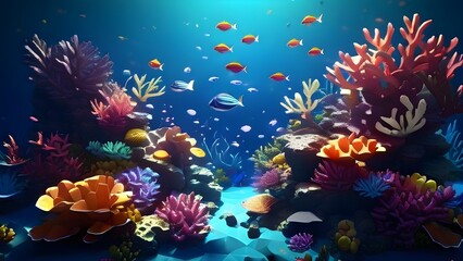 render background abstract coral reef ocean - 770881489