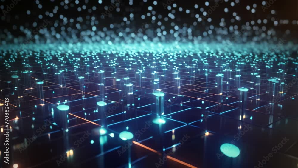 Poster 3d rendering of abstract technology background with circuit board and blue lights, abstract technolo