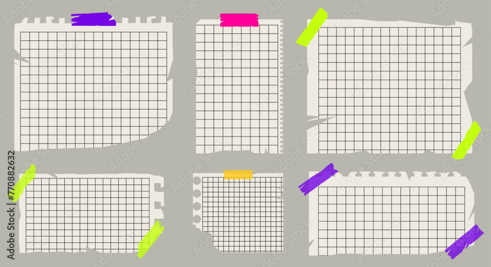 Poster torn paper notes. elements for collages. retro style. vector illustration. isolated background