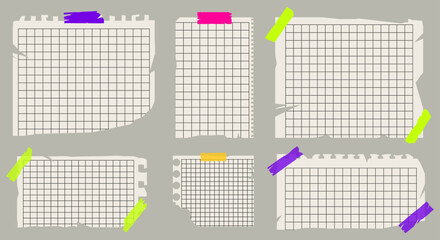 Torn paper notes. Elements for collages. Retro style.
Vector illustration. Isolated background