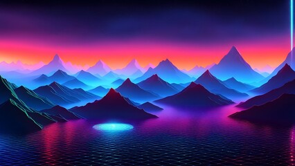 render background abstract virtual landscape - 770883019