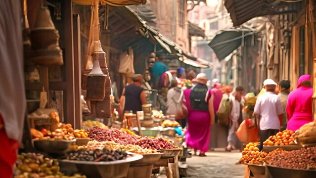 Unidentified people at the market in Mumbai, India, AI Generated