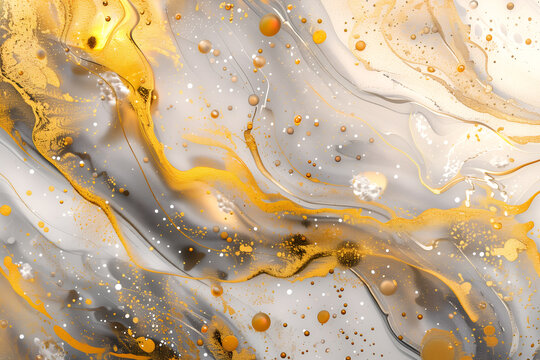 Gray with yellow luxury marble abstract background. Liquid marble ink texture. Close-up surface grunge stone texture