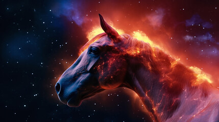 Obraz na płótnie Canvas The mystical beauty of the horse head and flame nebula in Orion V2