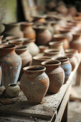 Fototapeta na wymiar handmade ceramic pots in the market