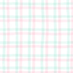 Pink Green Plaid Gingham Check Hand Drawn Background Overlay