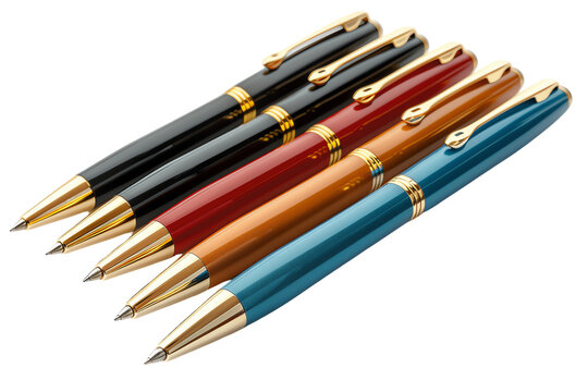 Colorful pens in a rainbow of colors splay across a white desk, ready for drawing and design