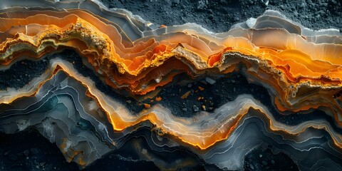 Exploring Earth's Geological Complexity Through a Mesmerizing Mineral Background. Concept Geology, Minerals, Earth's Complexity, Mesmerizing Backgrounds, Exploration - obrazy, fototapety, plakaty