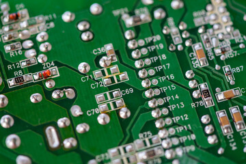 Close-up of a motherboard with electronic components