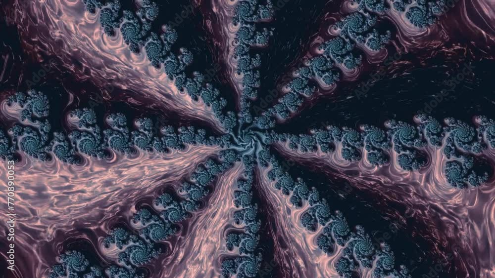 Wall mural 4k abstract multicolored motion graphics background. fractal sequence patterns 3d. for yoga or clubs
