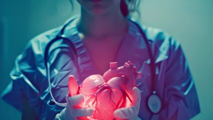 Heart in the hands of a doctor