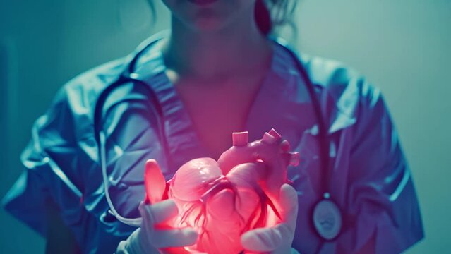 Heart in the hands of a doctor
