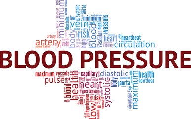 Blood Pressure word cloud conceptual design isolated on white background.