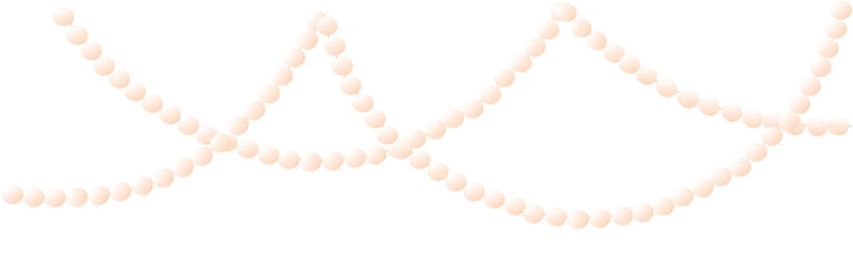 horizontal frame made of pearl beads. Vector stock illustration. Decorative glossy realistic elements. isolated on a white background.