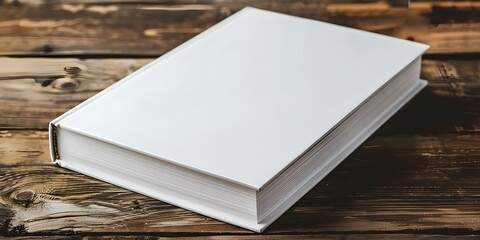 Fototapeta premium Customizable Blank Hardcover Books on a Wooden Table. Concept Customizable Books, Hardcover, Wooden Table, Personalized Gifts, Stationery Items