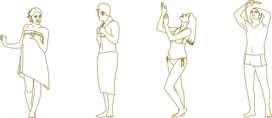 Adobe Illustrator Artwork Sketch vector illustration design of people taking a shower