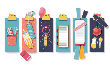 Teachers Day Bookmarks Isolated On Transparent Background PNG.