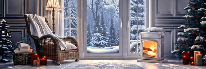 Snowy Solitude: A Frosty Window Offers a Glimpse into the Quiet Beauty of a Winters Day, Encapsulating the Seasons Serenity