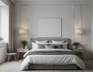 Fototapeta na wymiar bedroom with bed, generative, ai