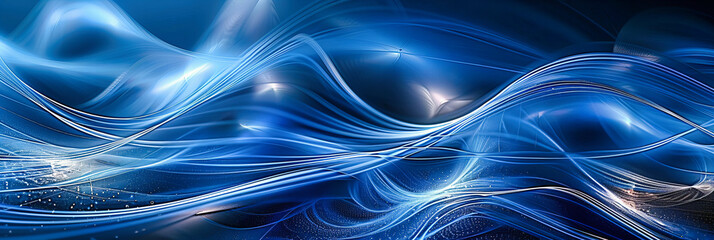 Speed and Motion: Dynamic Blue Light Trails Capturing the Essence of Digital Velocity and Energy