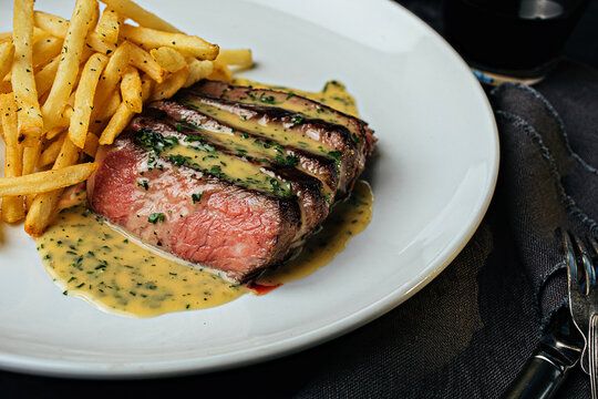 Steak Frites with Garlic Butter
