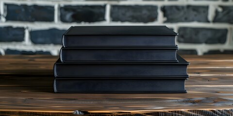 Display Your Own Cover Designs with Blank Hardcover Books on a Wooden Table. Concept Product Photography, Blank Hardcover Books, Wooden Table, Creative Display, Mockup Design