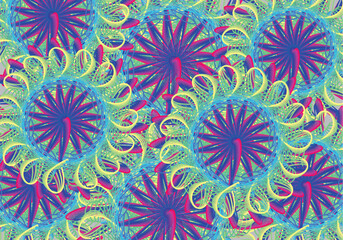 Rainbow linear floral motifs for fabrics or prints. Hawaiian flowers  for  business concepts, covers, backgrounds or textures, scrapbooking, posters, tiles, interiors, fashion trends, invitation cards