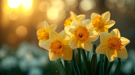   A clear background of white daffodds permits a bouquet of yellow daffodils to shine