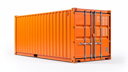 shipping container on transparent background, orange cargo container, shipping and transportation concept