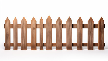 Fototapeta premium Old wooden fence isolated on white background, wooden country fence cut out