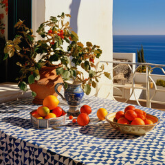 View of the Mediterranean from a terrace in the morning - 770900653