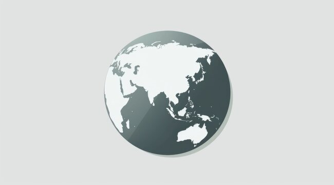 A gray flat design of the Earth with China highlighted in white, on a white background The planet is rendered as a simple silhouette with no texture or shading details Generative AI