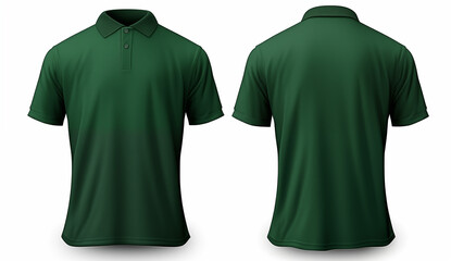 A green shirt with short sleeves in front and back view, Realistic dark green shirt mockup