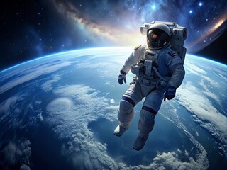 Fototapeta na wymiar astronaut in space overlooking earth