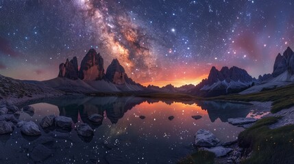 milky way over the mountains at night