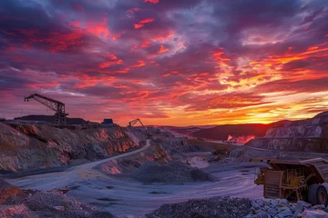 Stof per meter A majestic quarry under a vibrant sunset sky © Igor