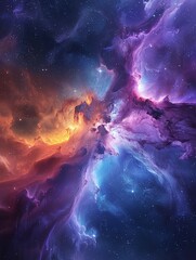 Stardust nebula, deep space colors, wide lens, vibrant for a cosmic wallpaper , octane render - obrazy, fototapety, plakaty