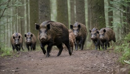 a-boar-with-a-group-of-boarlets-following-behind-