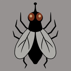 Stylized fly. Animal insect design. On gray background.