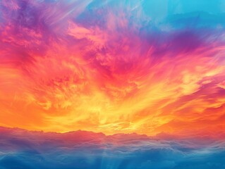 Vibrant sunset, abstract clouds, birds eye view, rich colors for dynamic desktop background , vibrant - obrazy, fototapety, plakaty
